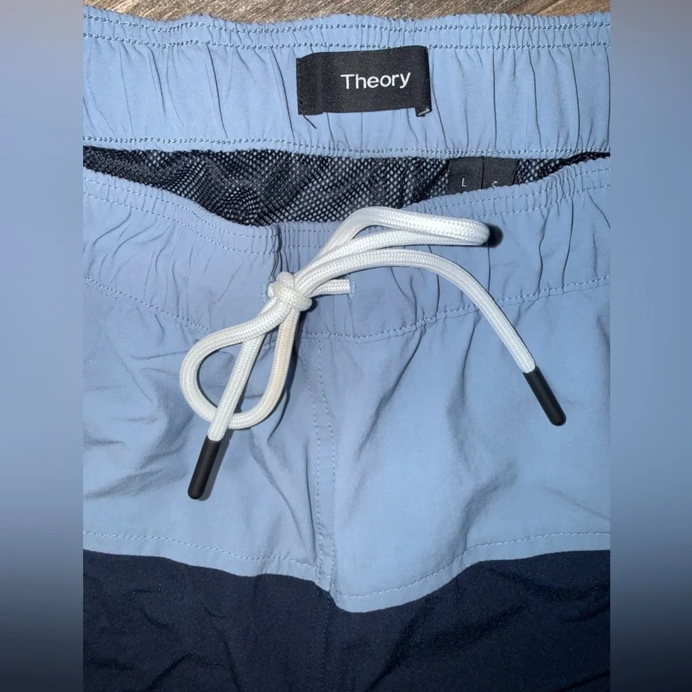 Theory Light Blue and Navy Swim Trunks - Picture 3 of 4